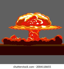 Nuclear Bomb Explosion Vector Illustration