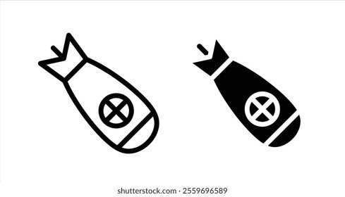 Nuclear bomb Icon collection in filled and stroke style.