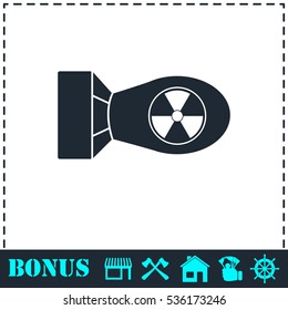 Nuclear bomb icon flat. Simple vector symbol and bonus icon