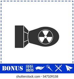 Nuclear bomb icon flat. Simple vector symbol and bonus icon