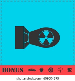 Nuclear bomb icon flat. Simple vector symbol and bonus icon