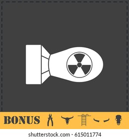 Nuclear bomb icon flat. Simple vector symbol and bonus icon