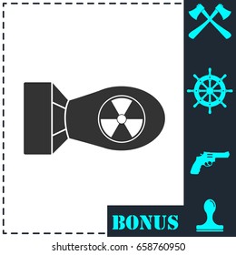 Nuclear bomb icon flat. Simple vector symbol and bonus icon