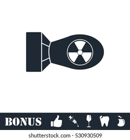 Nuclear bomb icon flat. Vector illustration symbol and bonus pictogram