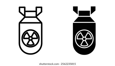 Nuclear bomb Icons pack in outlined and flat versions