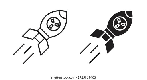Ícones da bomba nuclear. Ícone linear de vetor isolado no plano de fundo branco.