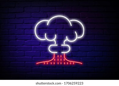 Nuclear bomb neon icon. Elements of Mad science set. Simple icon for websites, web design, mobile app, info graphics