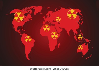 Nuclear bomb radiation explosion around the world. Vector