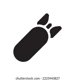 Nuklearbombe-Vektorsymbol. Atom Bomb flaches Schild Design. Nuklearraketensymbol. EPS10-Piktogramm-Vektorsymbol für Bombenflugkörper 