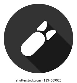 Nuclear bomb vector icon. Atomic bomb sign. Nuclear missile icon. Gray background with shadow. Vector flat icon. 
