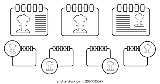 Icono del vector de bomba nuclear en la ilustración del conjunto de calénder para ui y ux, sitio web o aplicación móvil