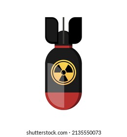 Bomba nuclear. Vector aislado en blanco. Bomba radiactiva