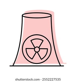 Ícone de linha fina de sombra de cor nuclear, vetor, pixel perfect, arquivo ilustrador