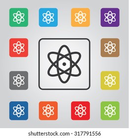 Nuclear colored vector icon set for web and mobile