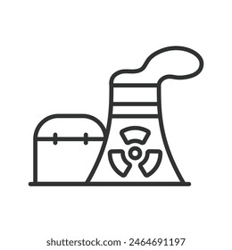 Nuclear containment building, in line design. Nuclear, Containment, Building, Safety, Reactor, Energy, Power, on white background vector. Nuclear containment building editable stroke icon.