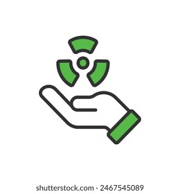 Nuclear Control, in line design, green. Nuclear, Control, Safety, Reactor, Monitoring, Regulation, Atomic on white background vector. Nuclear Control editable stroke icon.