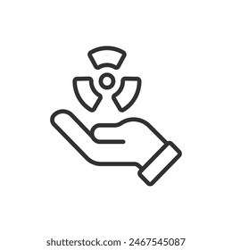 Nuclear Control, in line design. Nuclear, Control, Safety, Reactor, Monitoring, Regulation, Atomic on white background vector. Nuclear Control editable stroke icon.