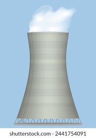 Nuclear cooling tower. Vector illustration.