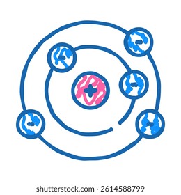 nuclear core doodle icon sketch vector. nuclear core sign. isolated symbol illustration