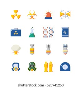 Nuclear Danger And Safety Set. Colorful Icons