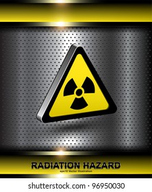 Fondo de alerta de peligro nuclear con icono de riesgo de radiación 3d.