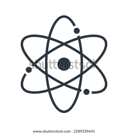 Nuclear defense symbol. Atom or molecule structure icon. Black vector CBRN or CBRNE sign isolated on a white background. Atomic warfare pictogram.