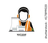 Nuclear design. worker and industry concept