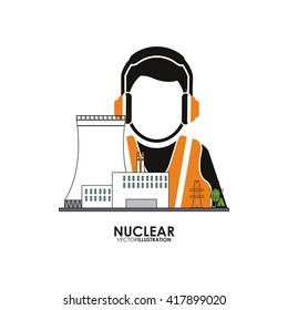 Nuclear design. worker and industry concept