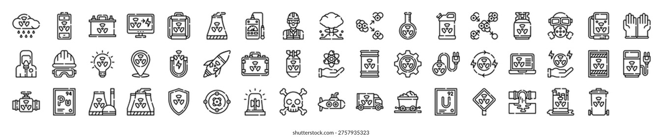 Nuclear Energy Atomic Science Technology Icon Collection