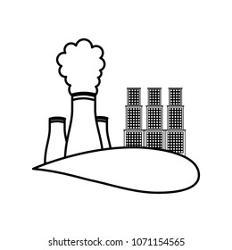nuclear energy chimney with buildings