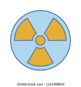 Nuclear energy color icon. Atomic power. Radiation. Radioactive danger. Isolated vector illustration