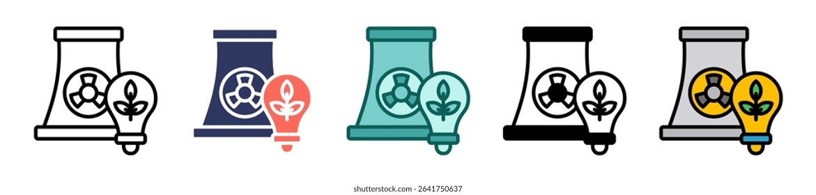 Nuclear Energy Icon Multiple Vector Illustration