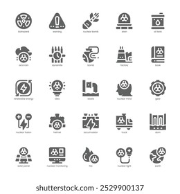 Nuclear Energy icon pack for your website, mobile, presentation, and logo design. Nuclear Energy icon glyph design. Vector graphics illustration and editable stroke.