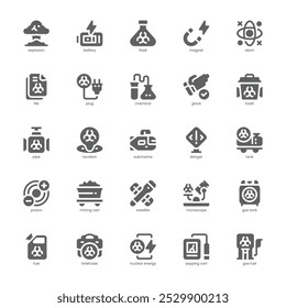 Nuclear Energy icon pack for your website, mobile, presentation, and logo design. Nuclear Energy icon glyph design. Vector graphics illustration and editable stroke.