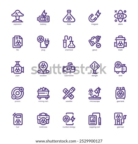 Nuclear Energy icon pack for your website, mobile, presentation, and logo design. Nuclear Energy icon basic line gradient design. Vector graphics illustration and editable stroke.
