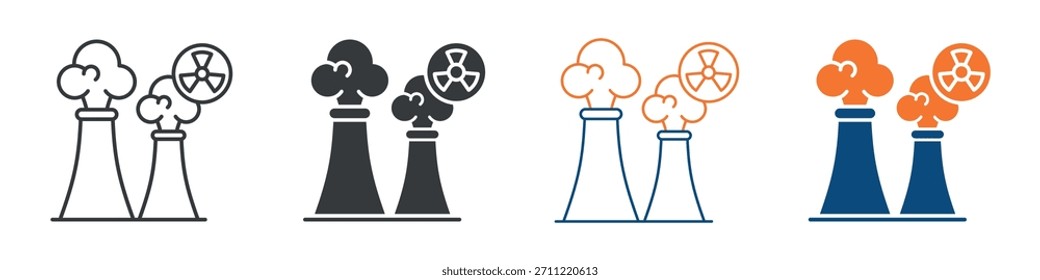 Conjunto de ícones de energia nuclear Coleção de estilos múltiplos