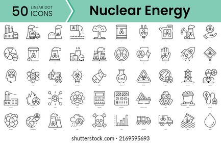 nuclear energy Icons bundle. Linear dot style Icons. Vector illustration