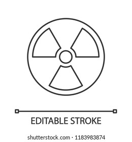 Nuclear energy linear icon. Atomic power. Thin line illustration. Radiation. Radioactive danger. Contour symbol. Vector isolated outline drawing. Editable stroke
