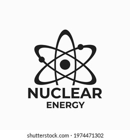 Nuclear Energy Logo. Atom Icon. Nuclear Power And Electricity Symbol. Isolated Vector Image In Flat Style