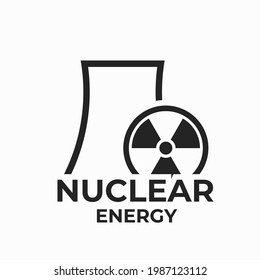 Nuclear Energy Logo Icon. Nuclear Power Plant. Power Industry Symbol. Isolated Vector Image