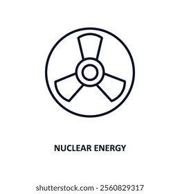 nuclear energy outline icon.  Thin line icon from ecology collection. Editable vector isolated on white background