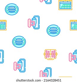 Nuclear Energy Power Collection Vector Seamless Pattern Color Line Illustration