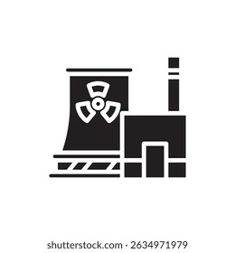 Ilustração do vetor do ícone preenchido da usina de energia nuclear