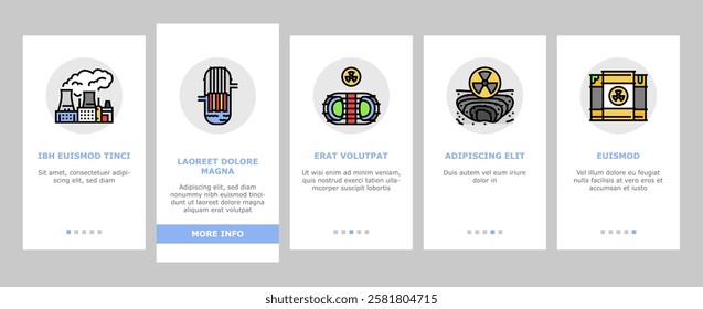 nuclear energy power plant onboarding mobile vector station reactor, station atomic, industry radioactive, tower factory pollution nuclear energy power plant illustrations