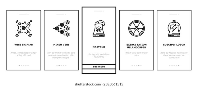 nuclear energy power plant onboarding mobile vector station reactor, station atomic, industry radioactive, tower factory pollution nuclear energy power plant illustrations