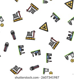 nuclear energy power plant vector seamless pattern thin line illustration