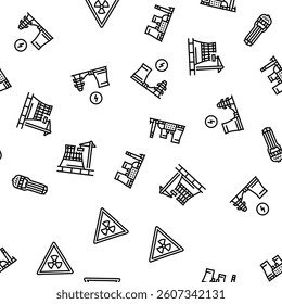 nuclear energy power plant vector seamless pattern thin line illustration