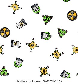 nuclear energy power plant vector seamless pattern thin line illustration