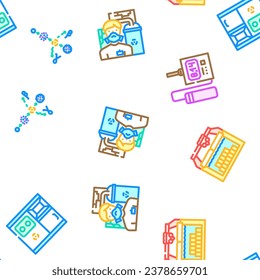 nuclear energy power reactor vector seamless pattern thin line illustration