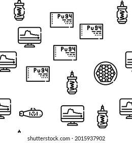 Nuclear Energy Power Vector Seamless Pattern Thin Line Illustration
